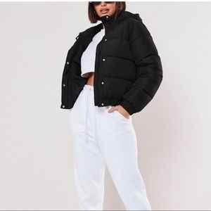 Black Hooded Puffer Coat